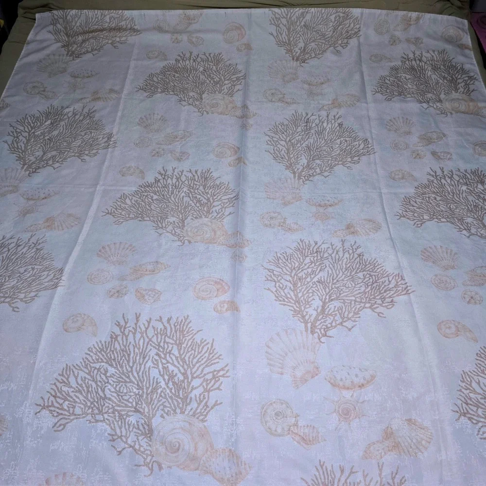 Coastal Coral Seashell Cloth Shower Curtain 69x70 White Peach - Whole Home Brand